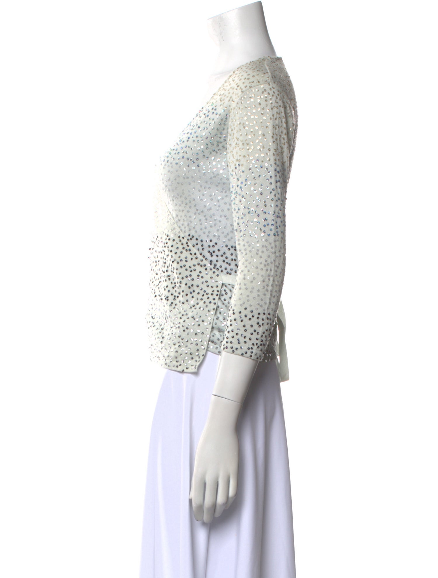 Easton Pearson Polka Dot Print V-Neck Crop Top