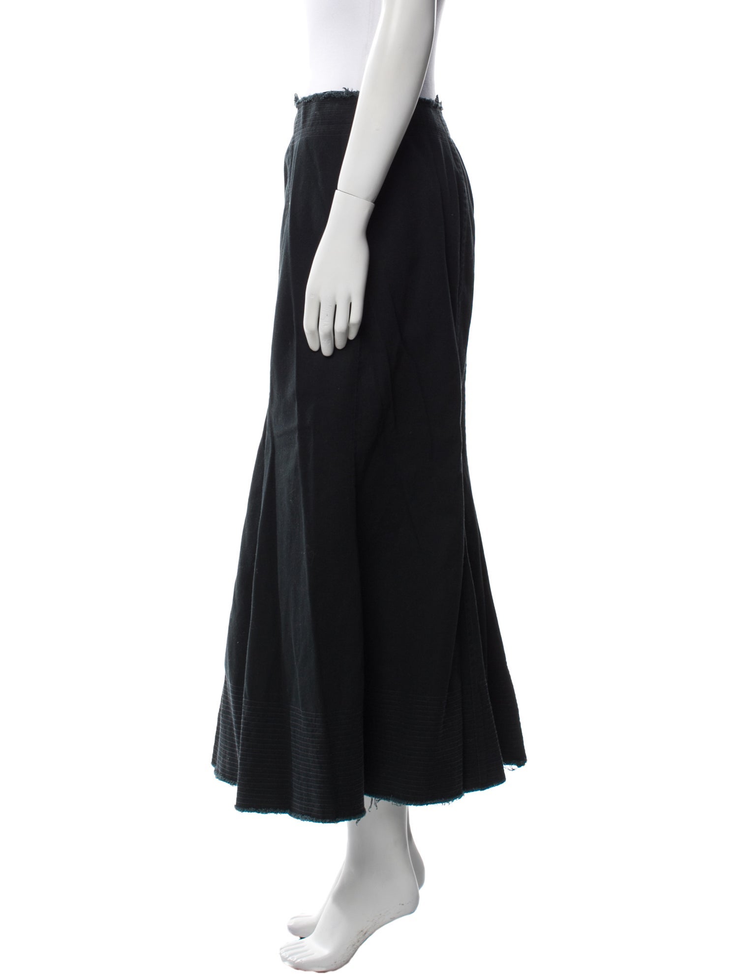 Easton Pearson Raw-Edge Trim Midi Length Skirt