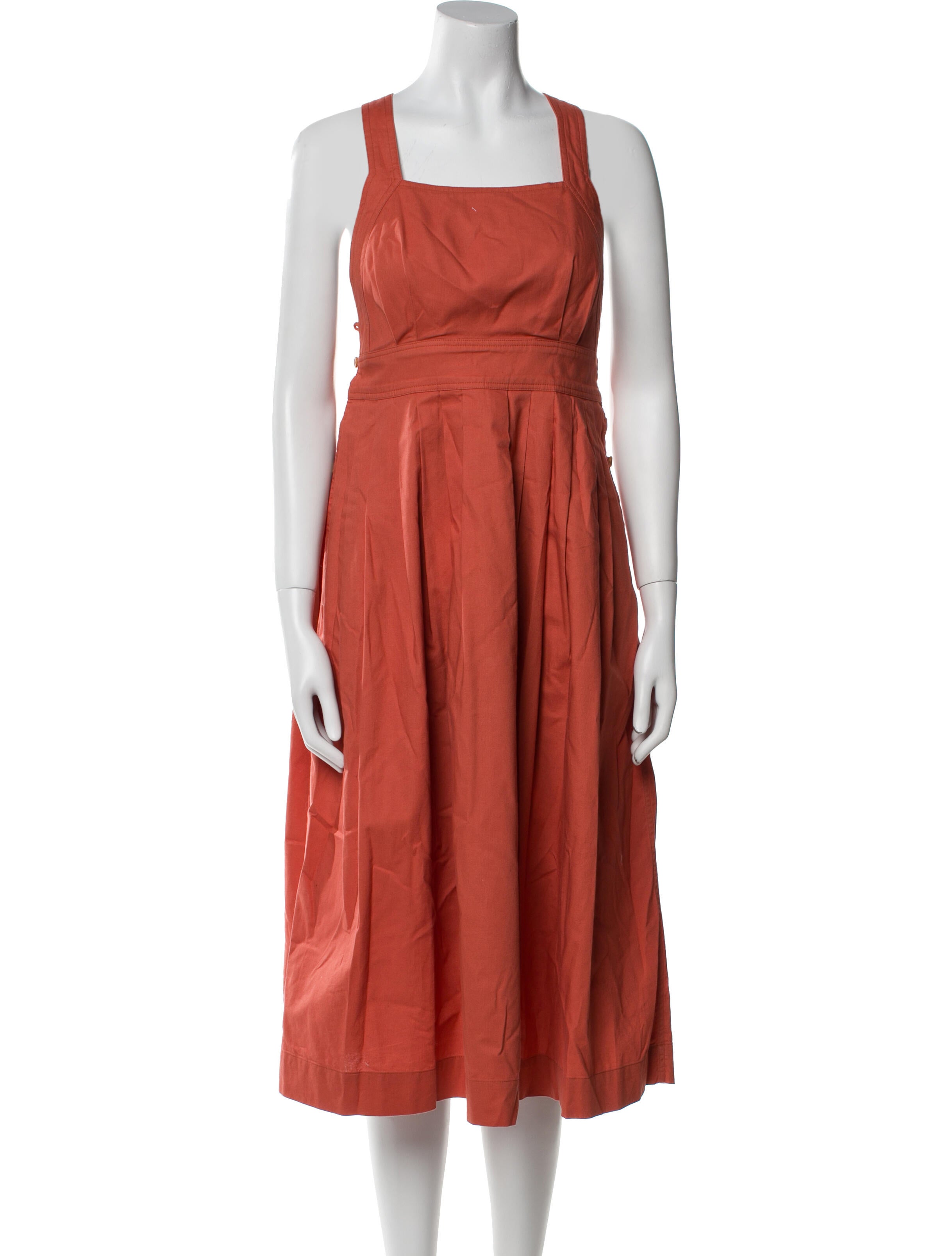 Electric Feathers Linen Midi Length Dress