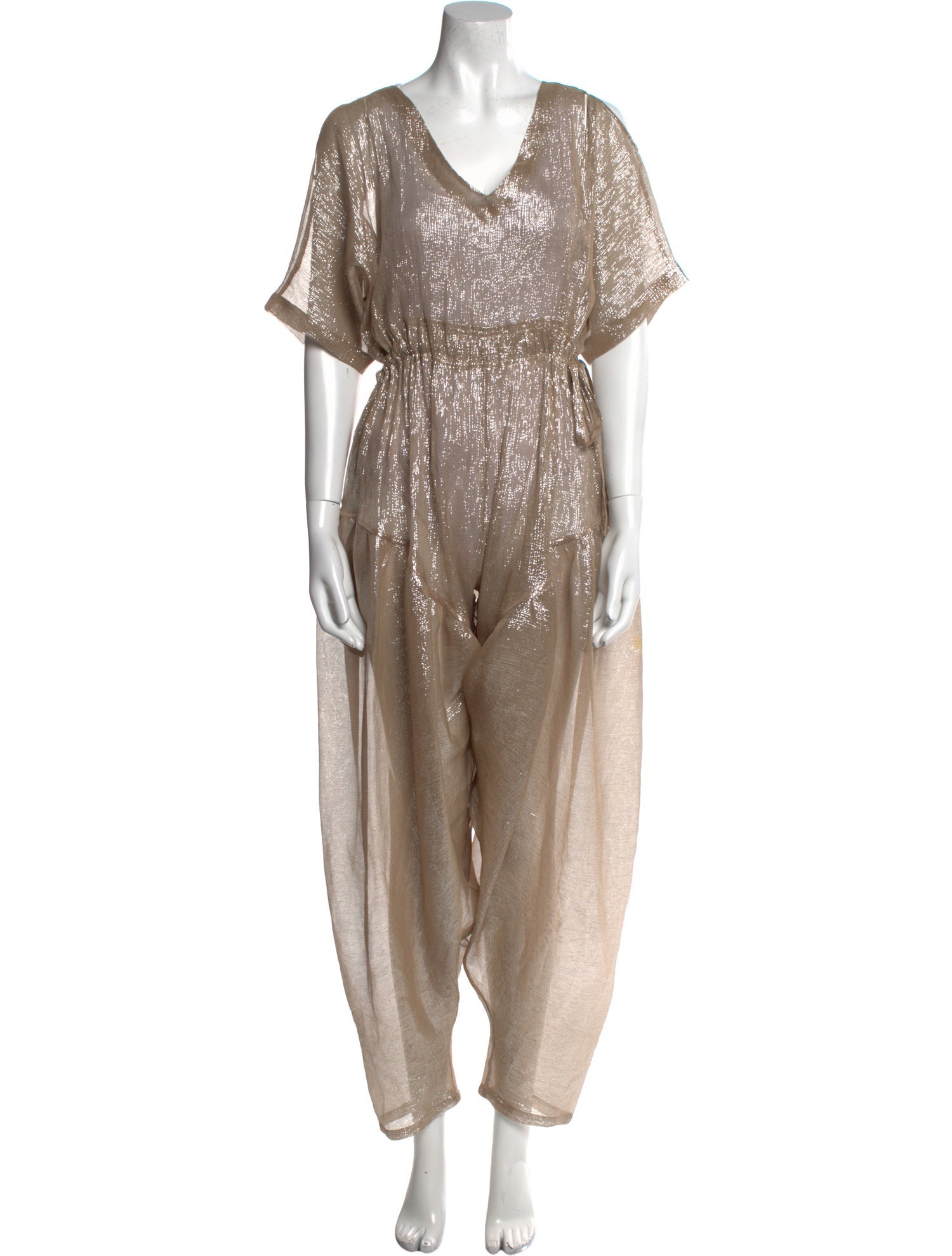 Electric Feathers Silk V-Neck Jumpsuit