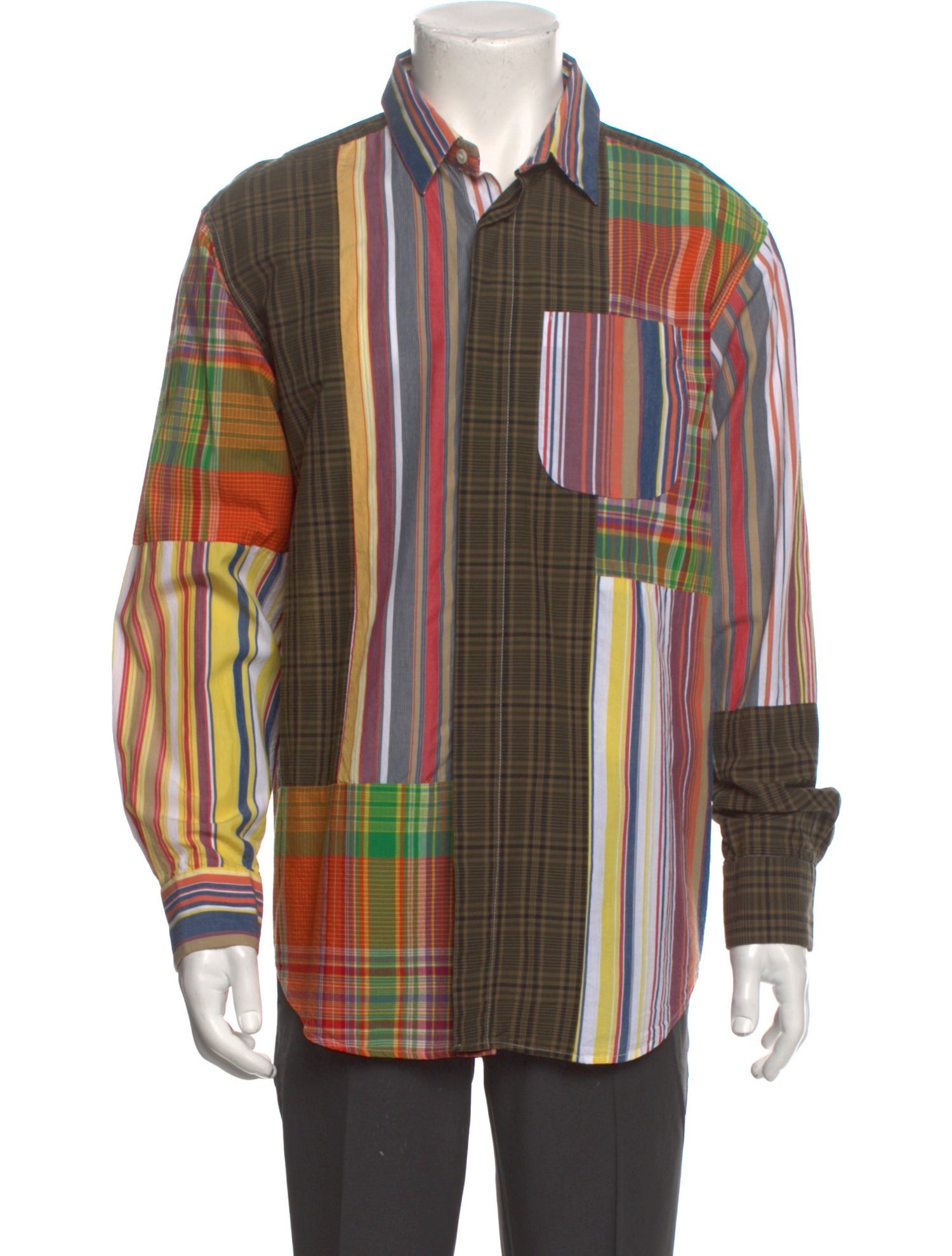 Engineered Garments Combo Short Collar Plaid Striped Shirt w/ Tags