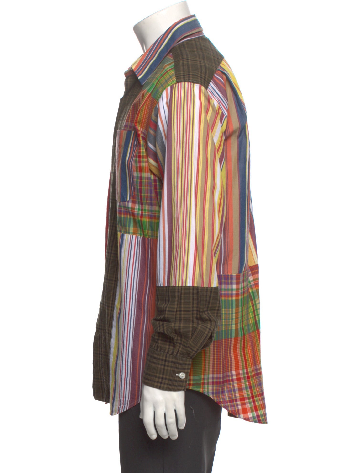 Engineered Garments Combo Short Collar Plaid Striped Shirt w/ Tags