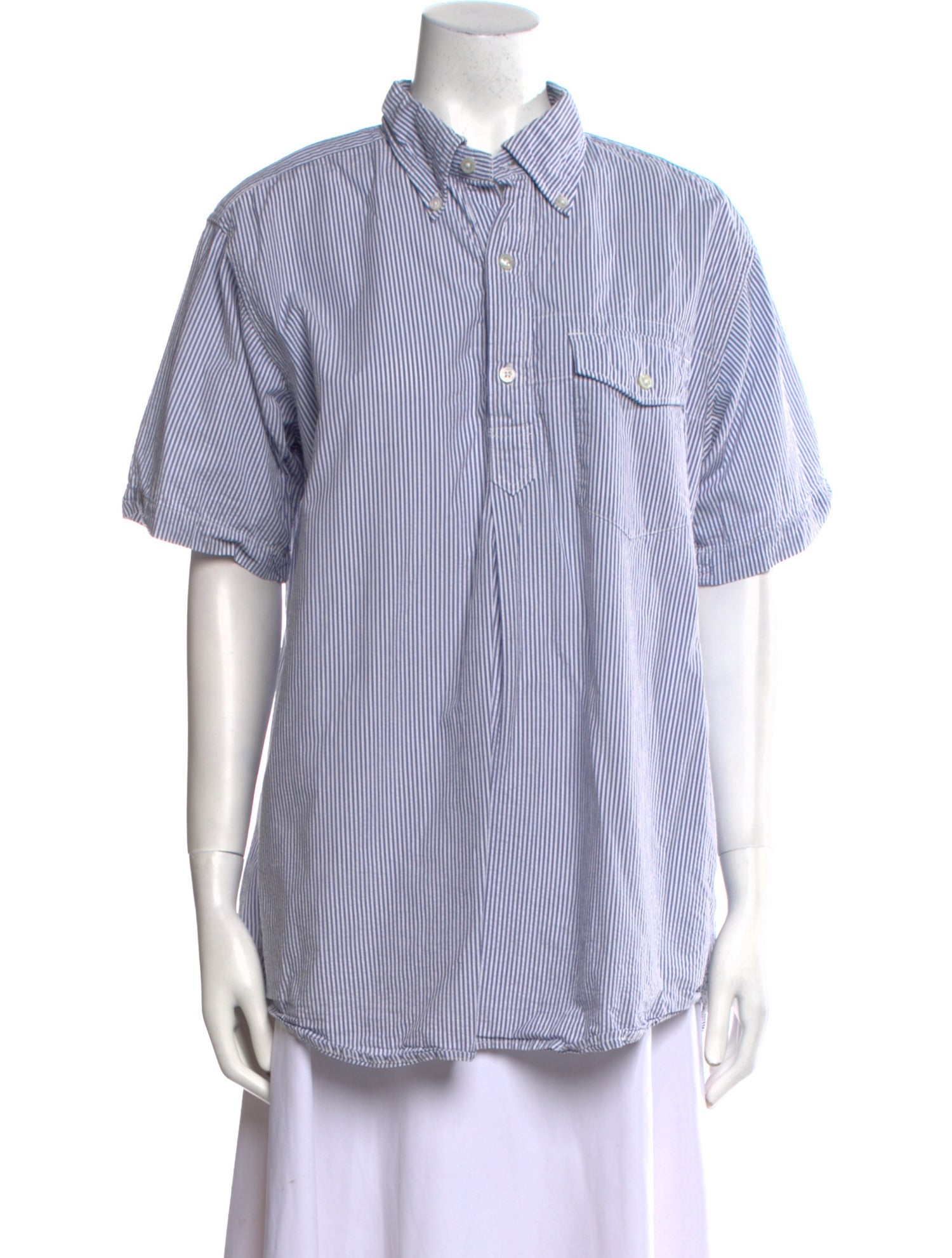 Engineered Garments Striped Short Sleeve Button-Up Top