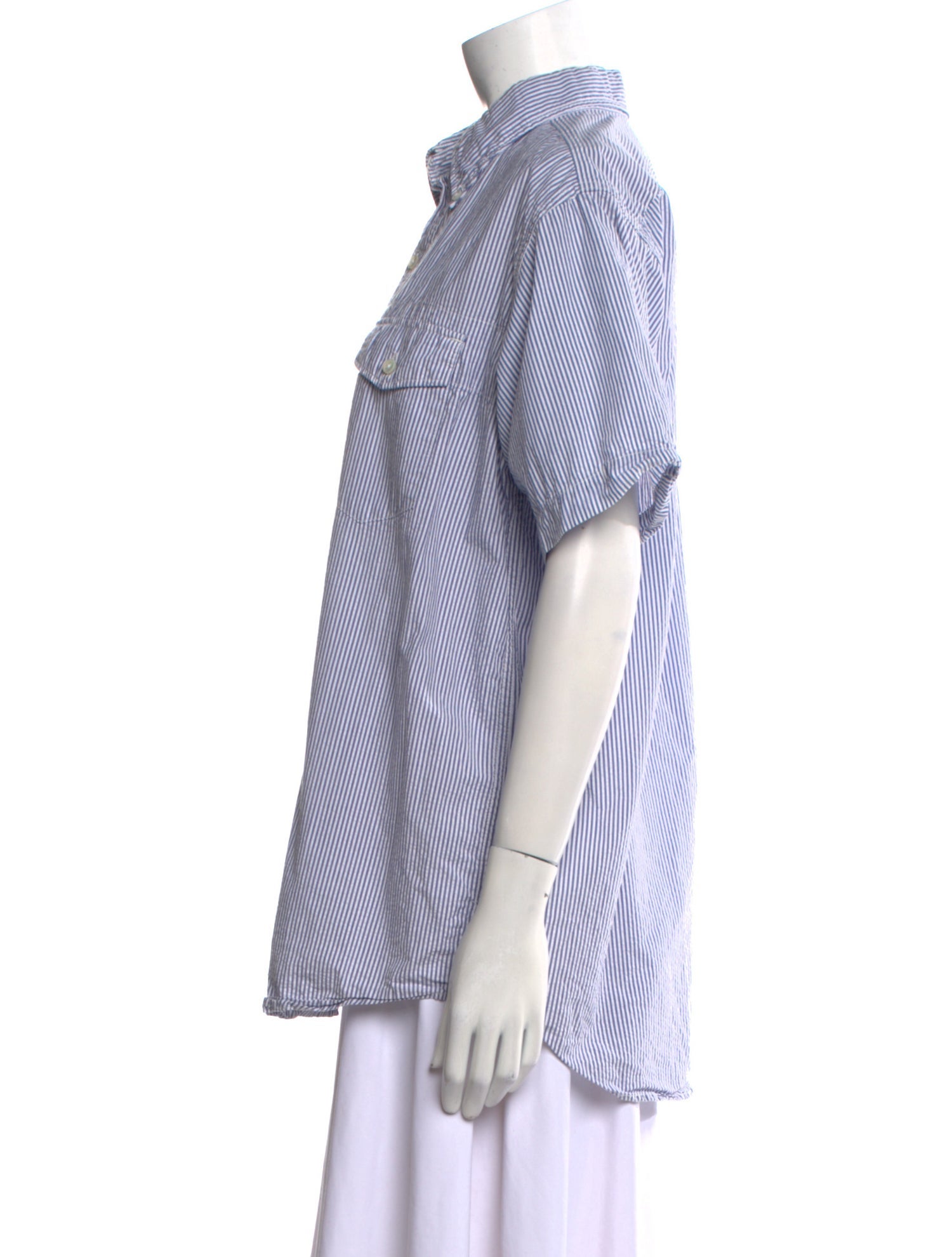 Engineered Garments Striped Short Sleeve Button-Up Top