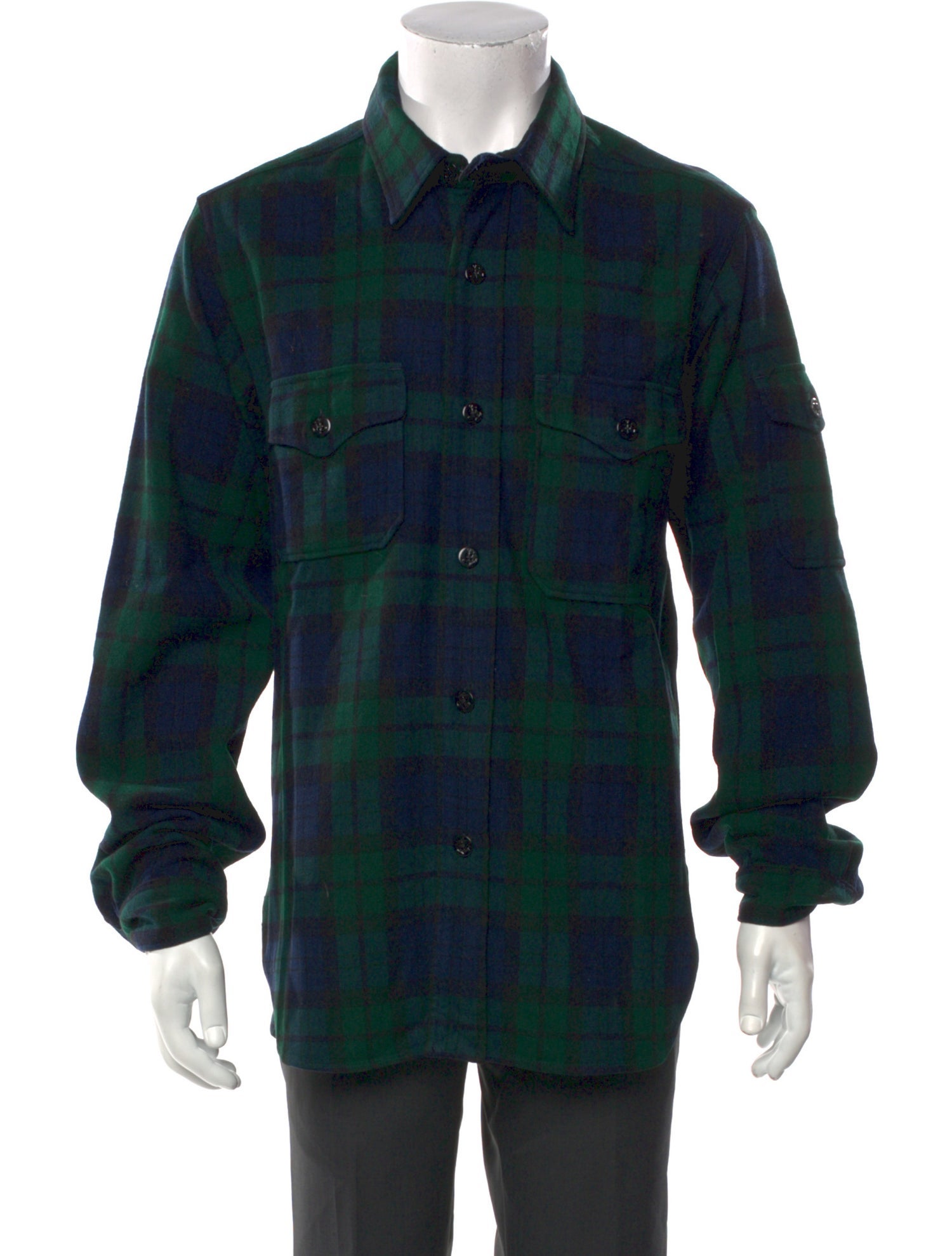 Engineered Garments Wool Plaid Print Western Shirt