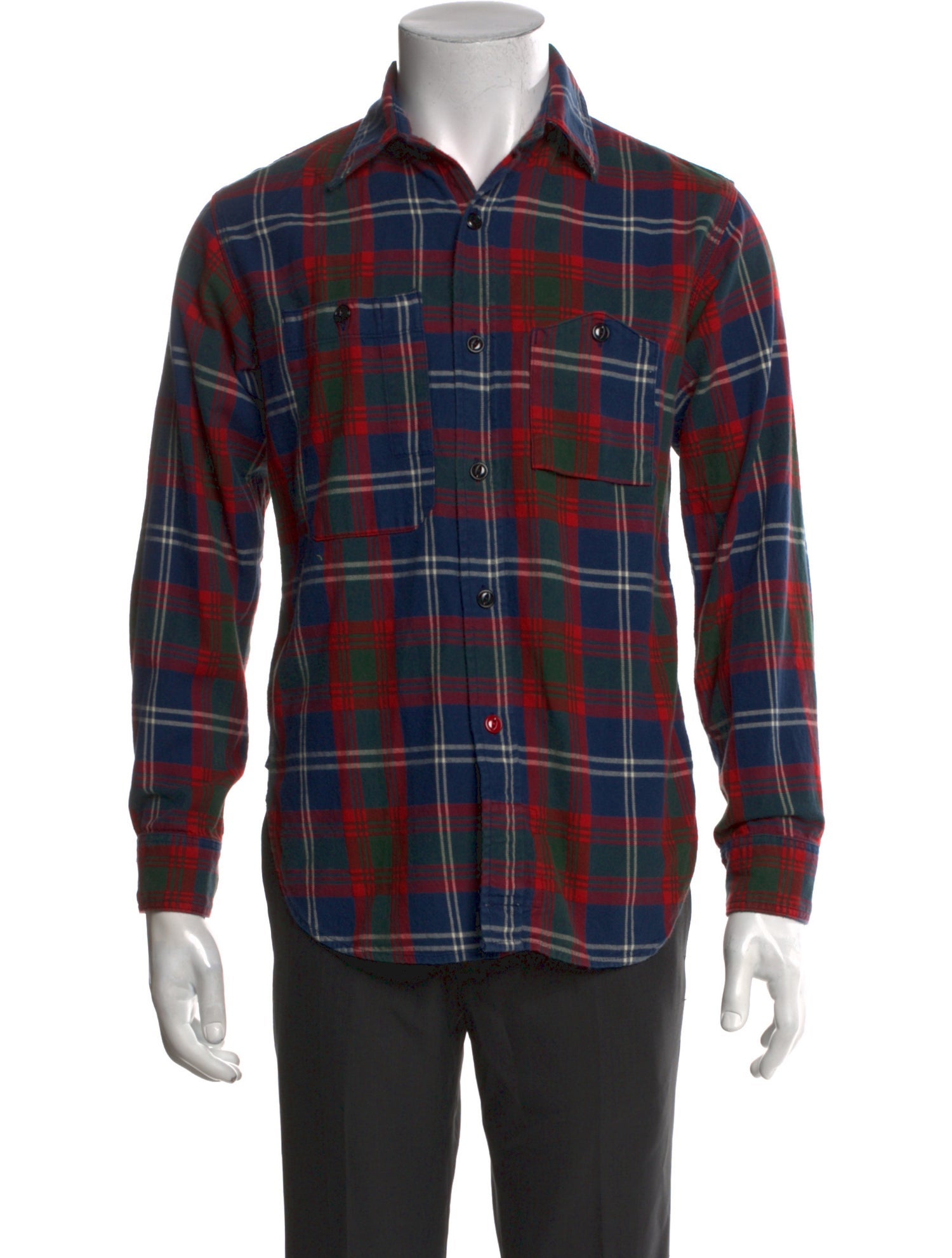 Engineered Garments Plaid Print Long Sleeve Western Shirt