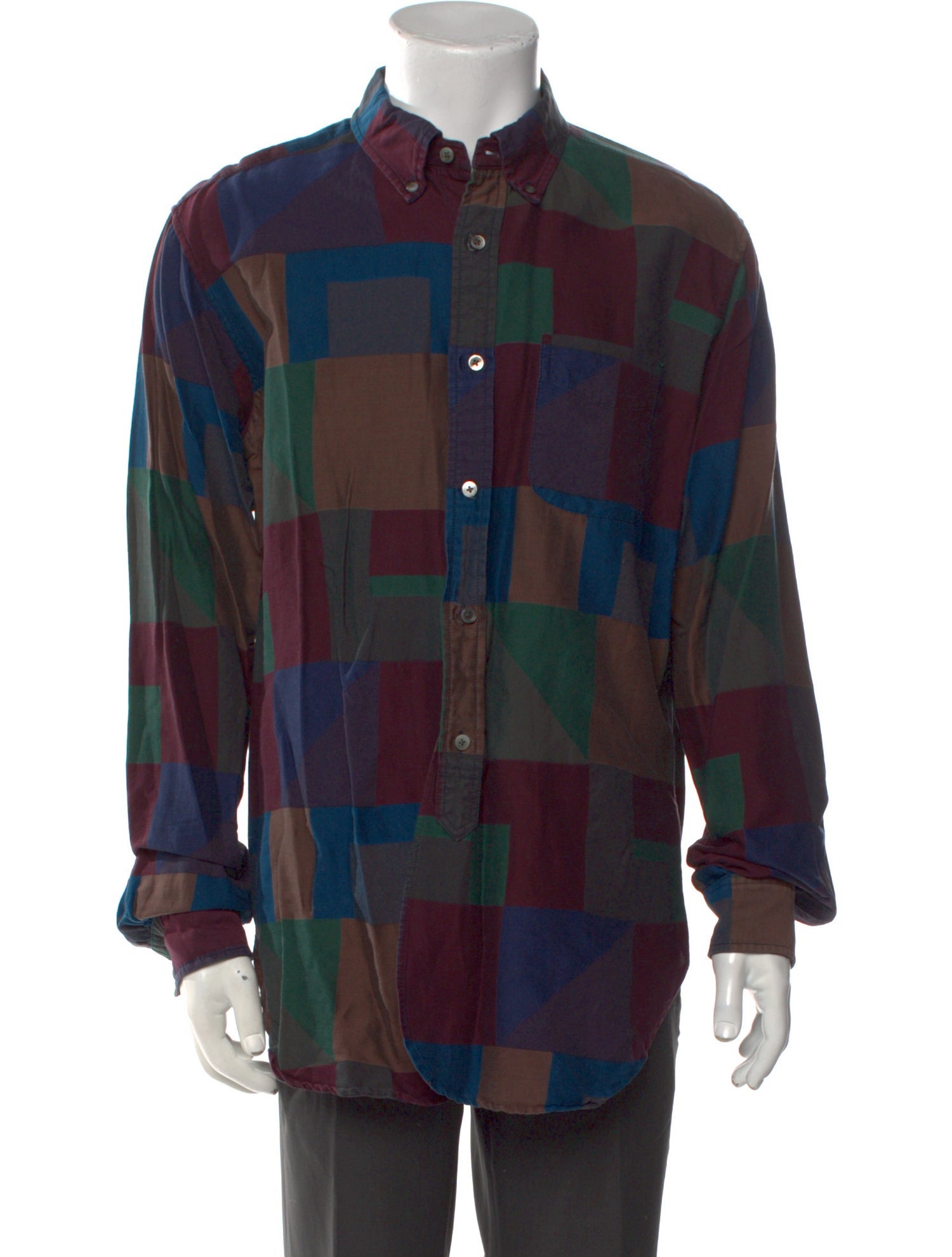 Engineered Garments Plaid Print Long Sleeve Shirt