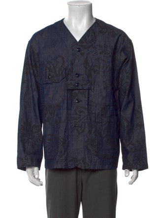 Engineered Garments Printed Long Sleeve Denim Shirt
