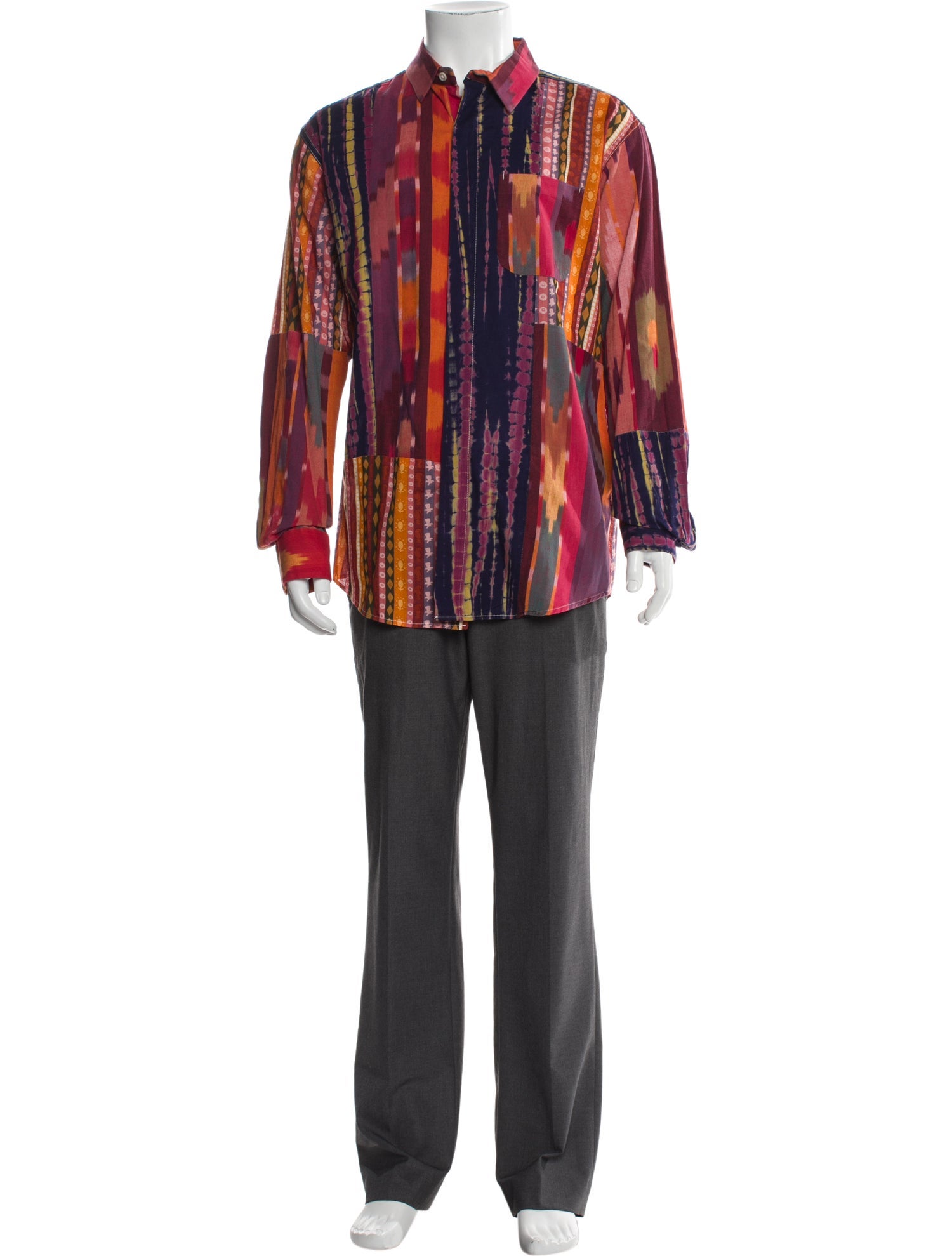 Engineered Garments Striped Long Sleeve Dress Shirt