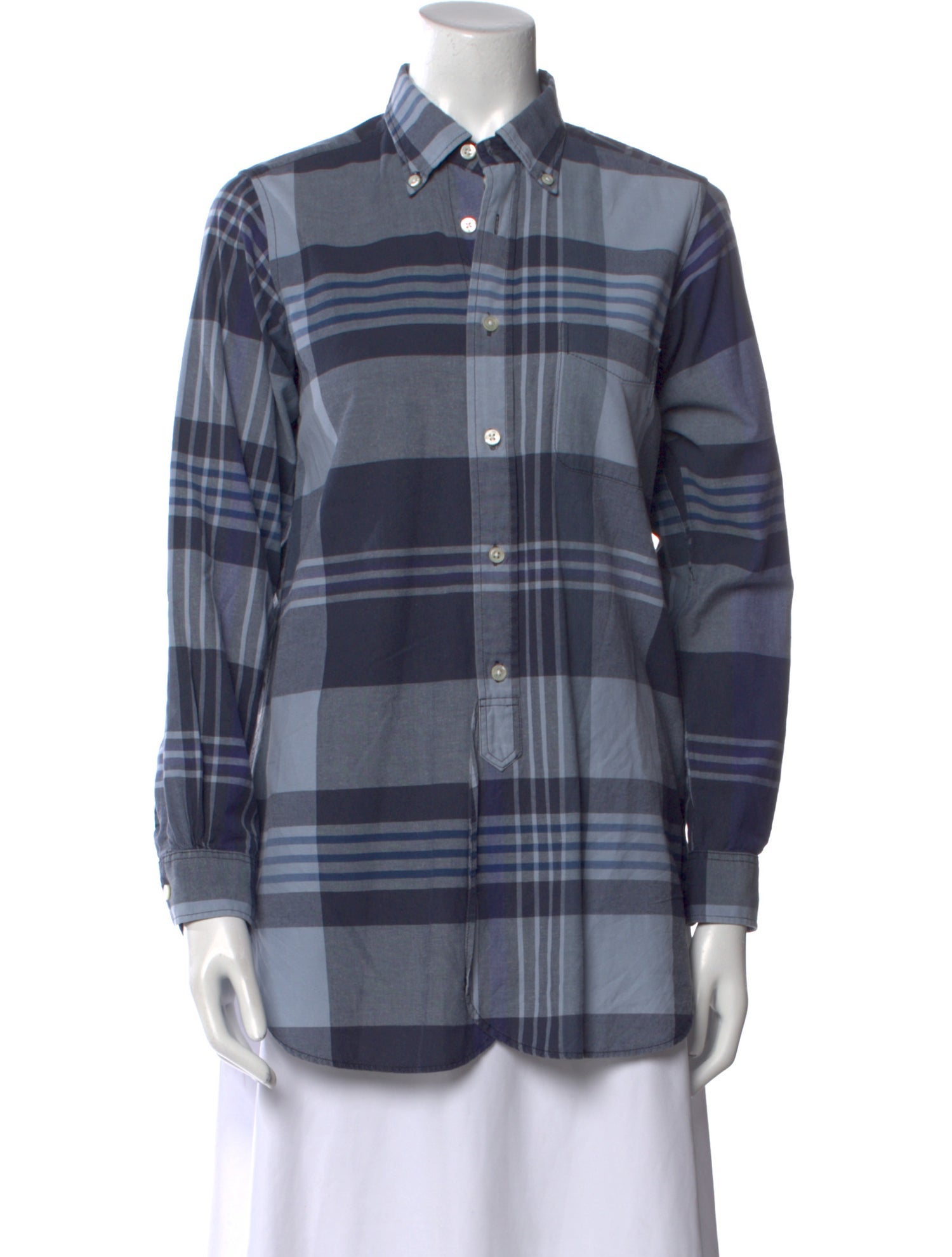 Engineered Garments Plaid Print Long Sleeve Button-Up Top