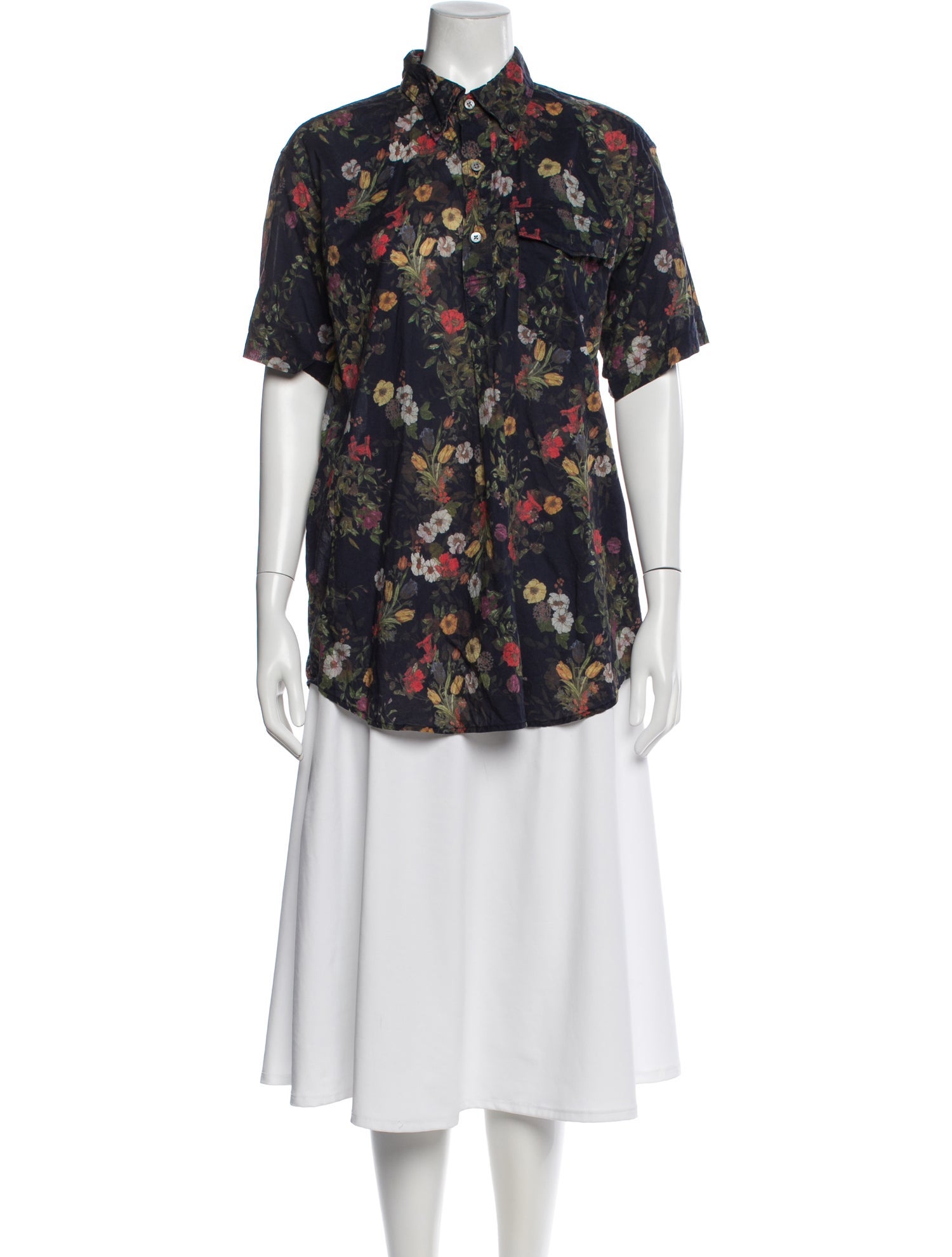 Engineered Garments Floral Print Short Sleeve Button-Up Top