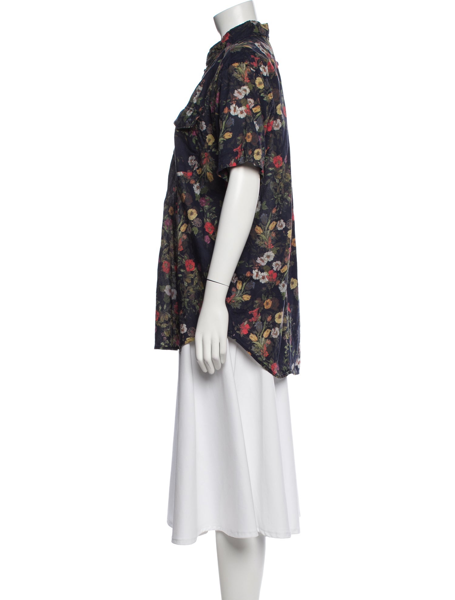 Engineered Garments Floral Print Short Sleeve Button-Up Top