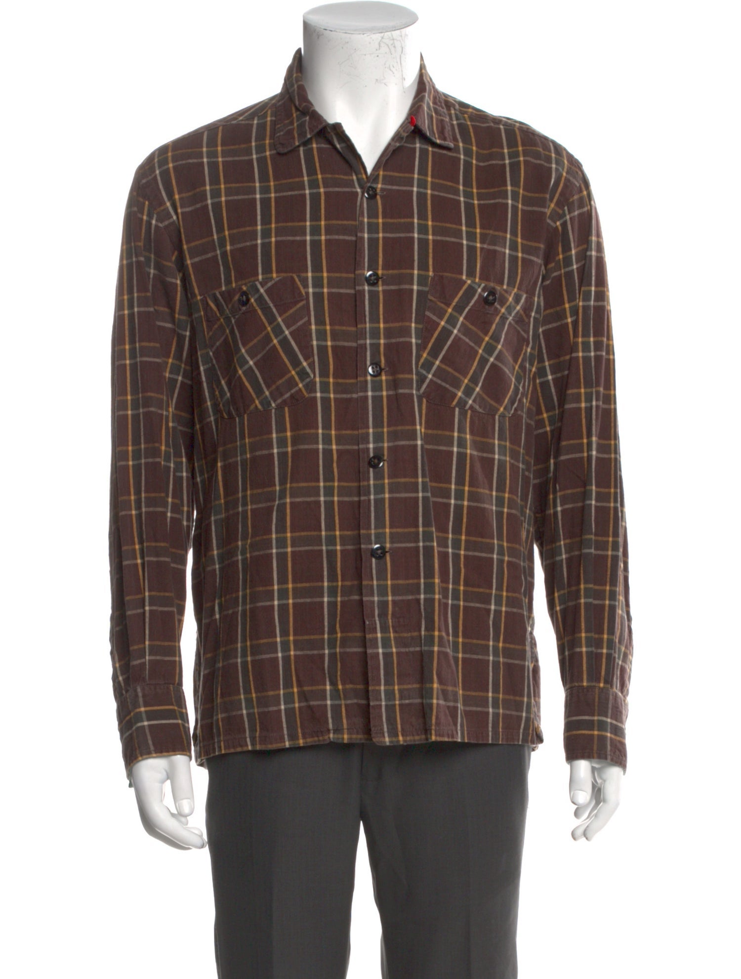 Engineered Garments Plaid Print Long Sleeve Dress Shirt