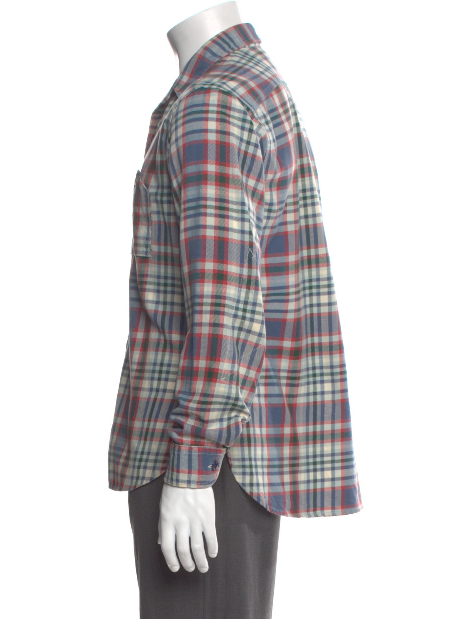 Engineered Garments Plaid Print Long Sleeve Western Shirt
