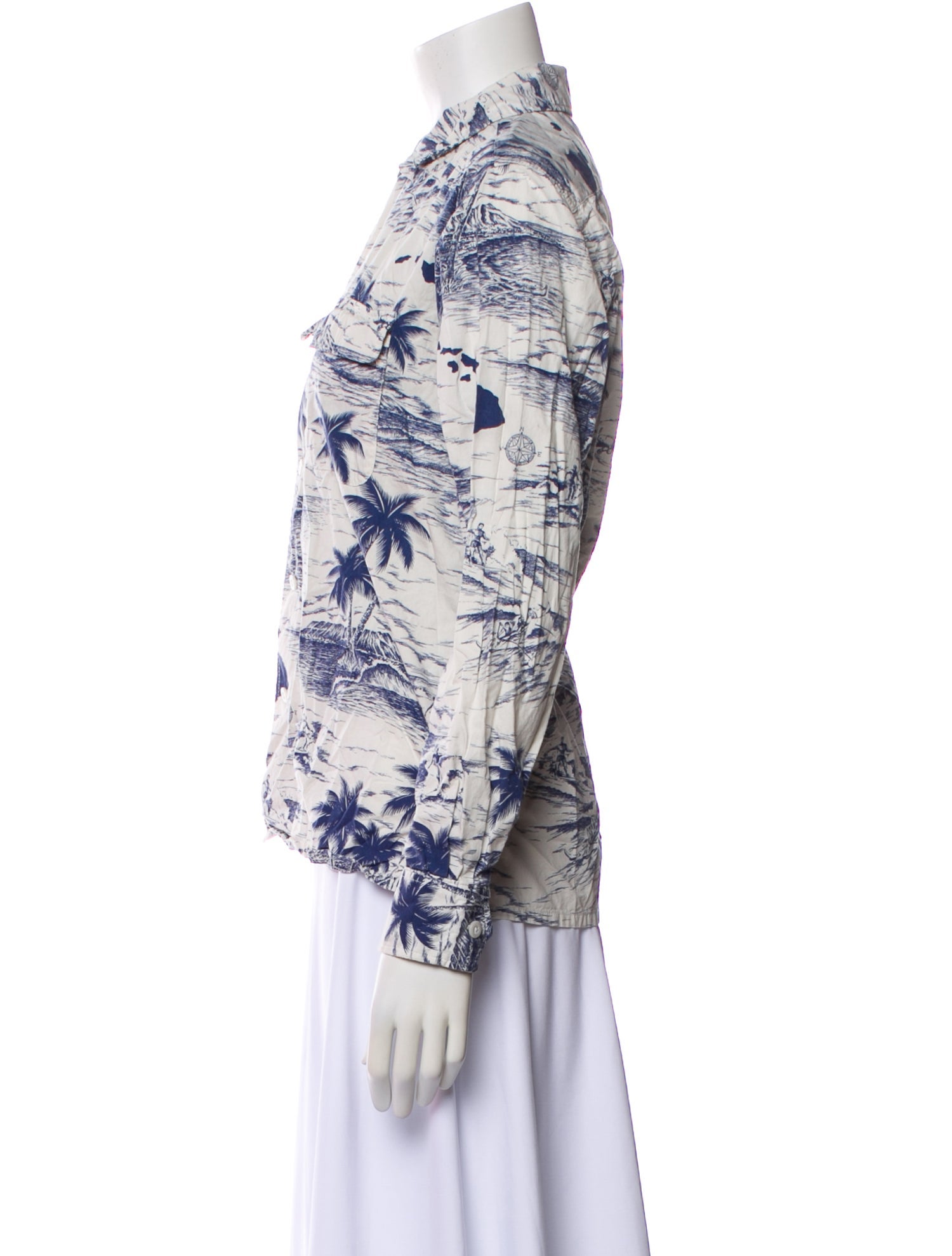 Engineered Garments Floral Print Long Sleeve Button-Up Top