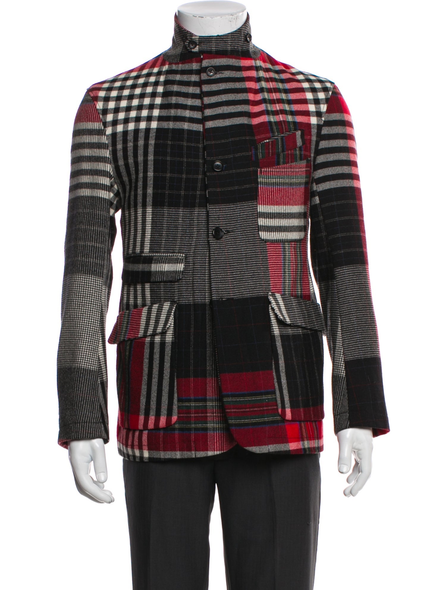 Engineered Garments Wool Plaid Print Coat