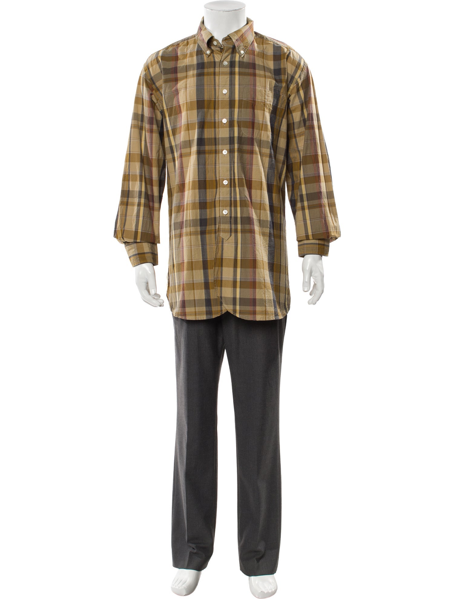 Engineered Garments Plaid Print Long Sleeve Shirt