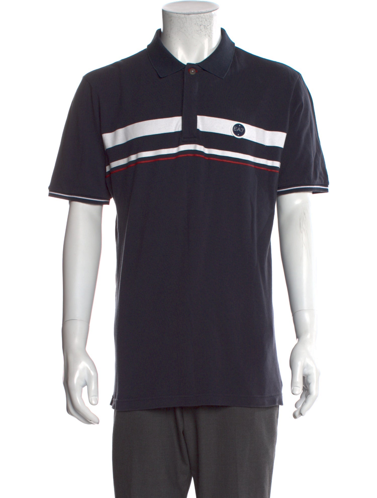 EA7 Emporio Armani Striped Crew Neck Polo Shirt