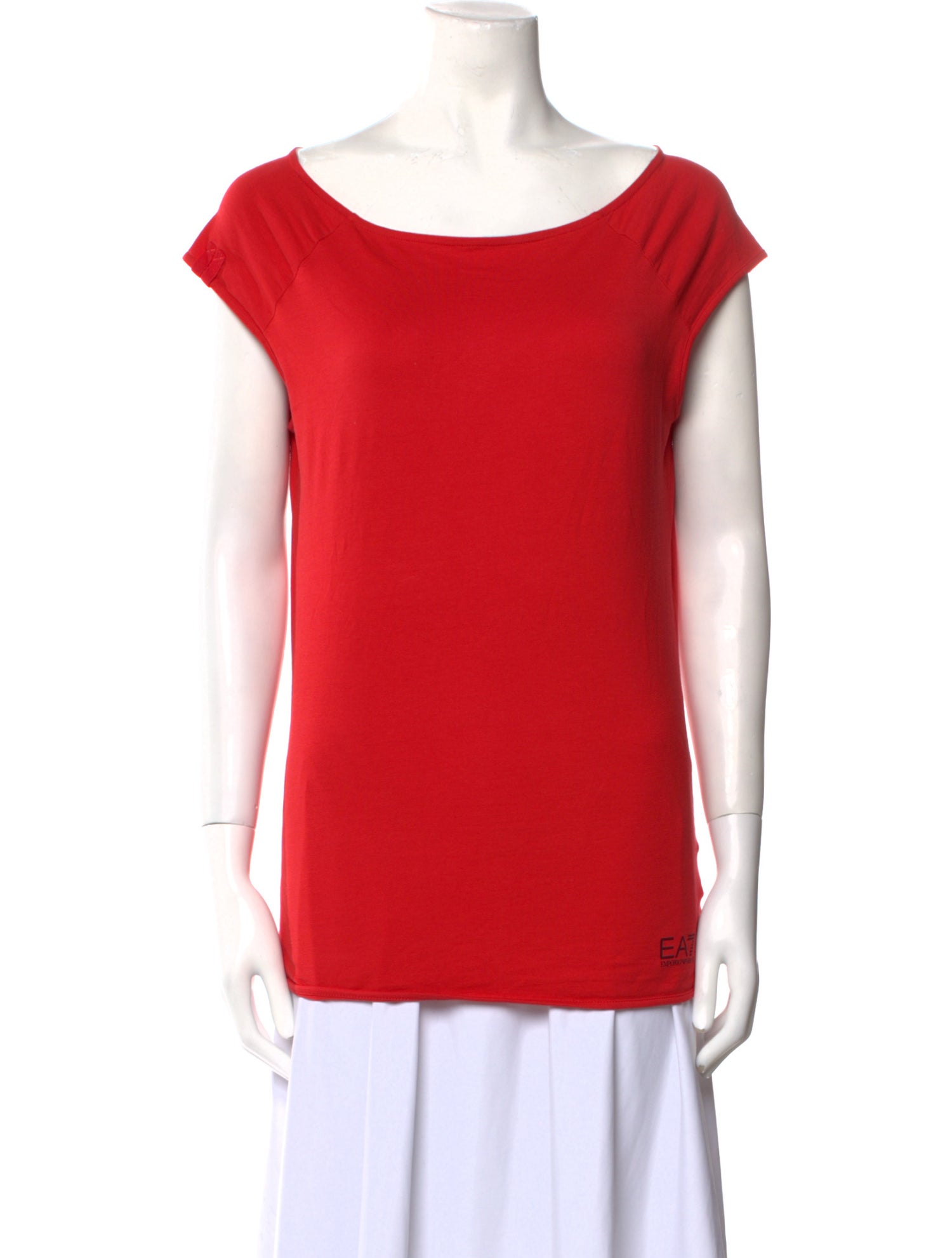 EA7 Emporio Armani Bateau Neckline Short Sleeve Top