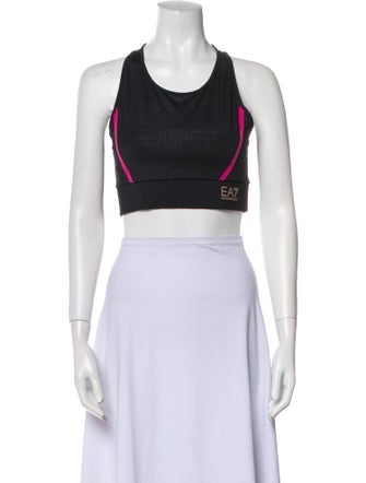 EA7 Emporio Armani Graphic Print Scoop Neck Crop Top