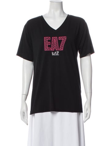 Pre-owned Ea7 Graphic Print V-neck T-shirt In Gray