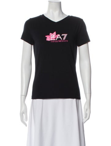 Pre-owned Ea7 Graphic Print V-neck T-shirt In Multi