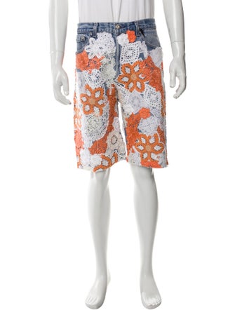 EARTHLING VIP Floral Print Denim Shorts