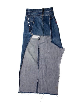EB DENIM Distressed Accents Midi Length Skirt