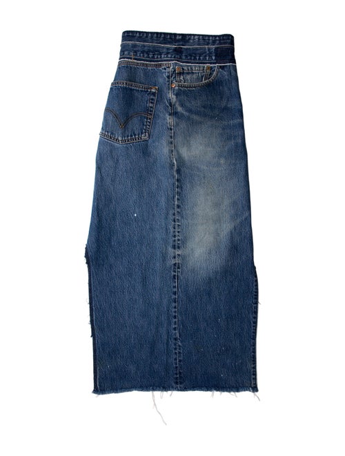 EB DENIM Distressed Accents Midi Length Skirt