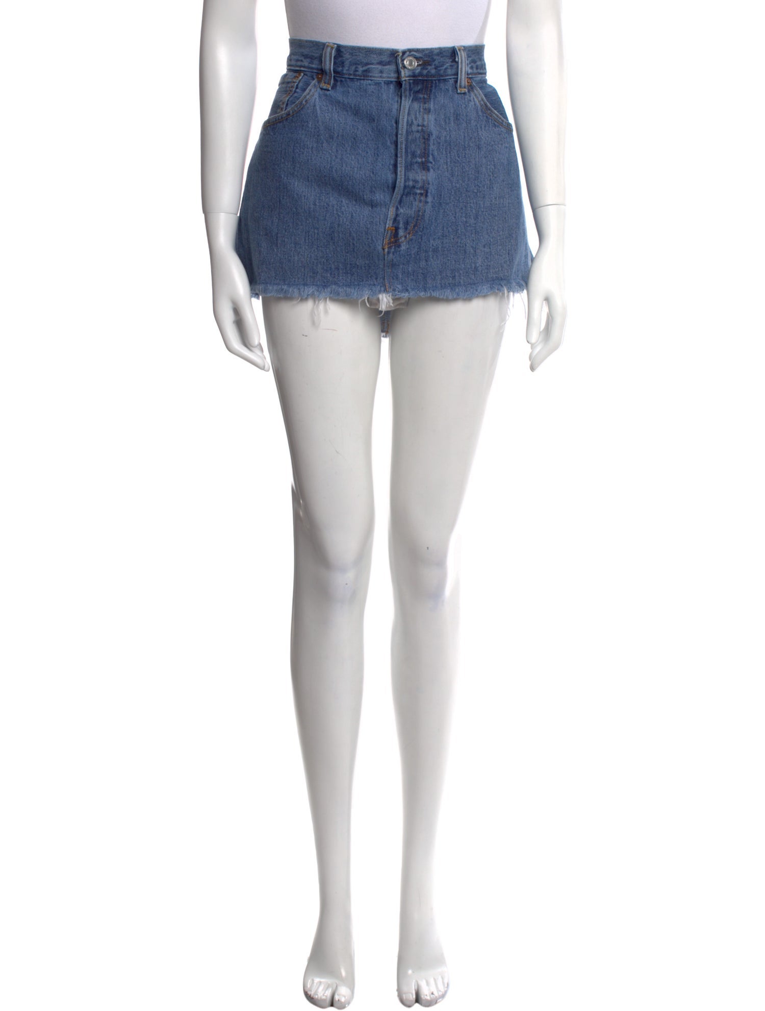 EB DENIM Raw-Edge Trim Mini Skirt