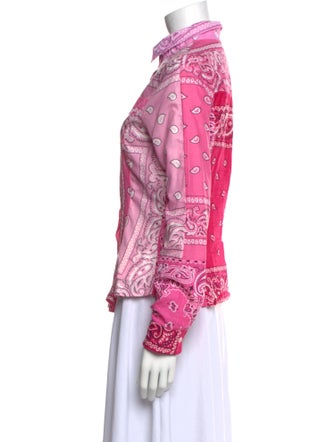 EB DENIM Paisley Print Mock Neck Button-Up Top