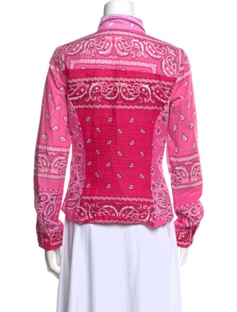 EB DENIM Paisley Print Mock Neck Button-Up Top