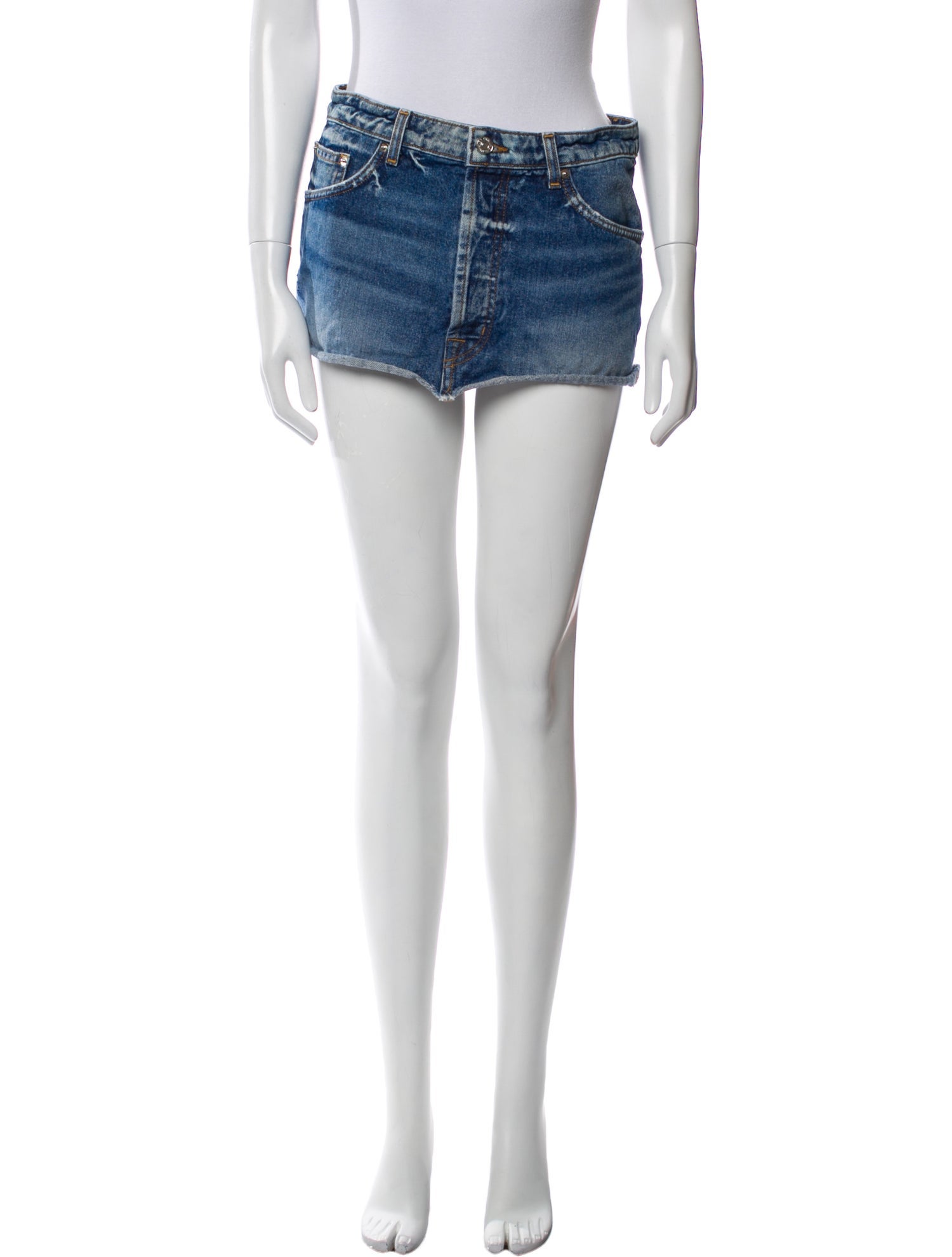 EB DENIM Raw-Edge Trim Mini Skirt