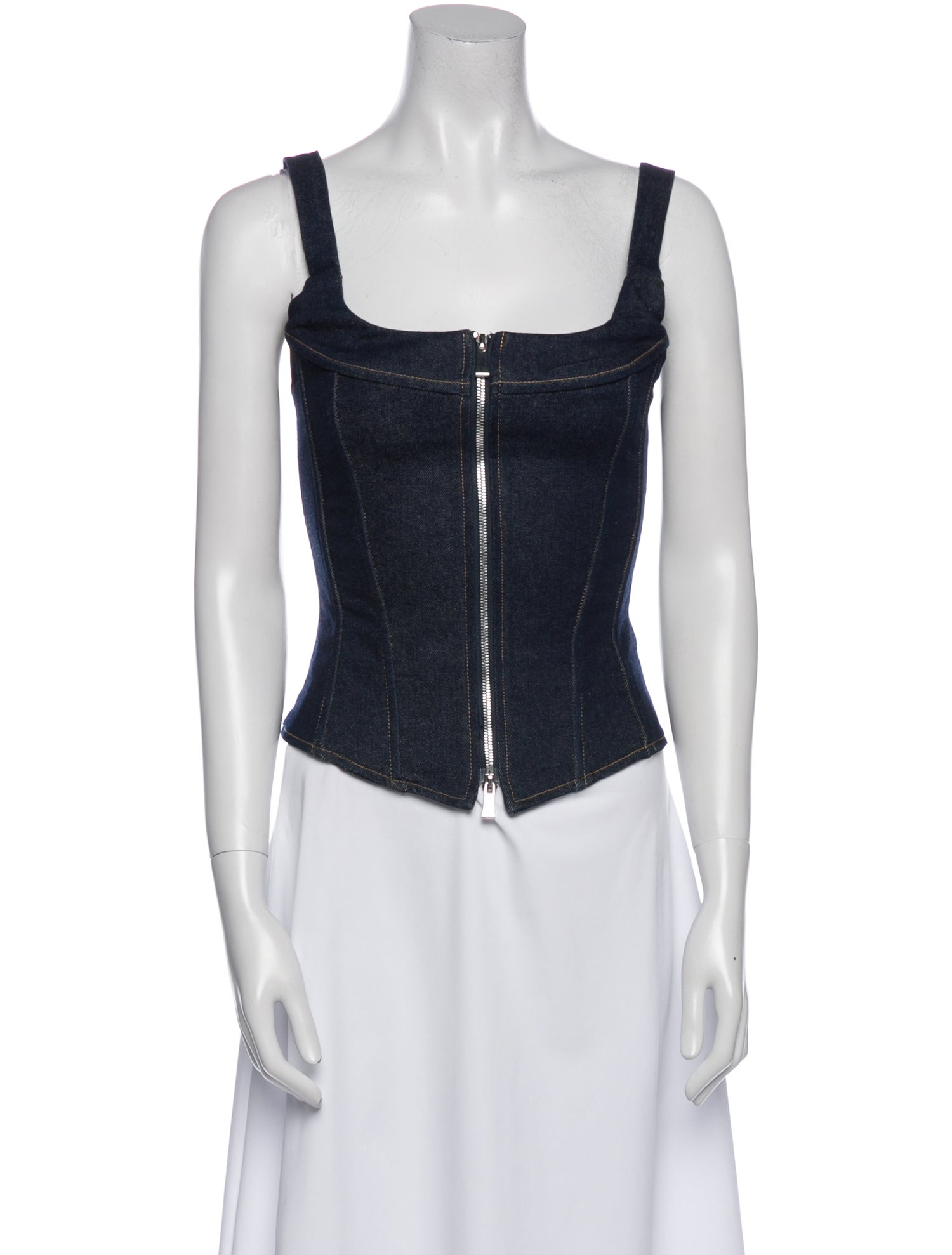 EB DENIM Square Neckline Sleeveless Crop Top