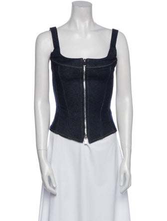 EB DENIM Square Neckline Sleeveless Crop Top