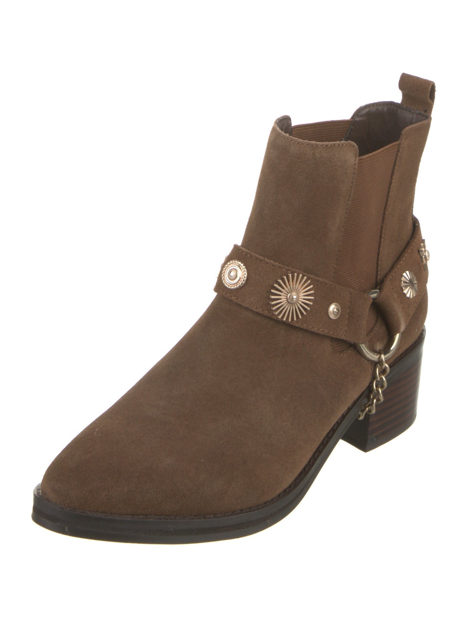 EB by Miista Suede Chain-Link Accents Chelsea Boots