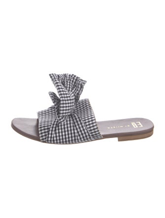 EB by Miista Leather Plaid Print Slides