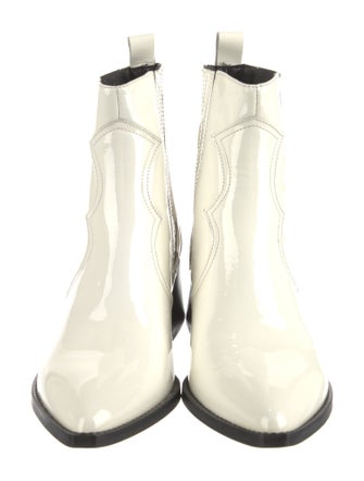 EB by Miista Patent Leather Colorblock Pattern Sock Boots