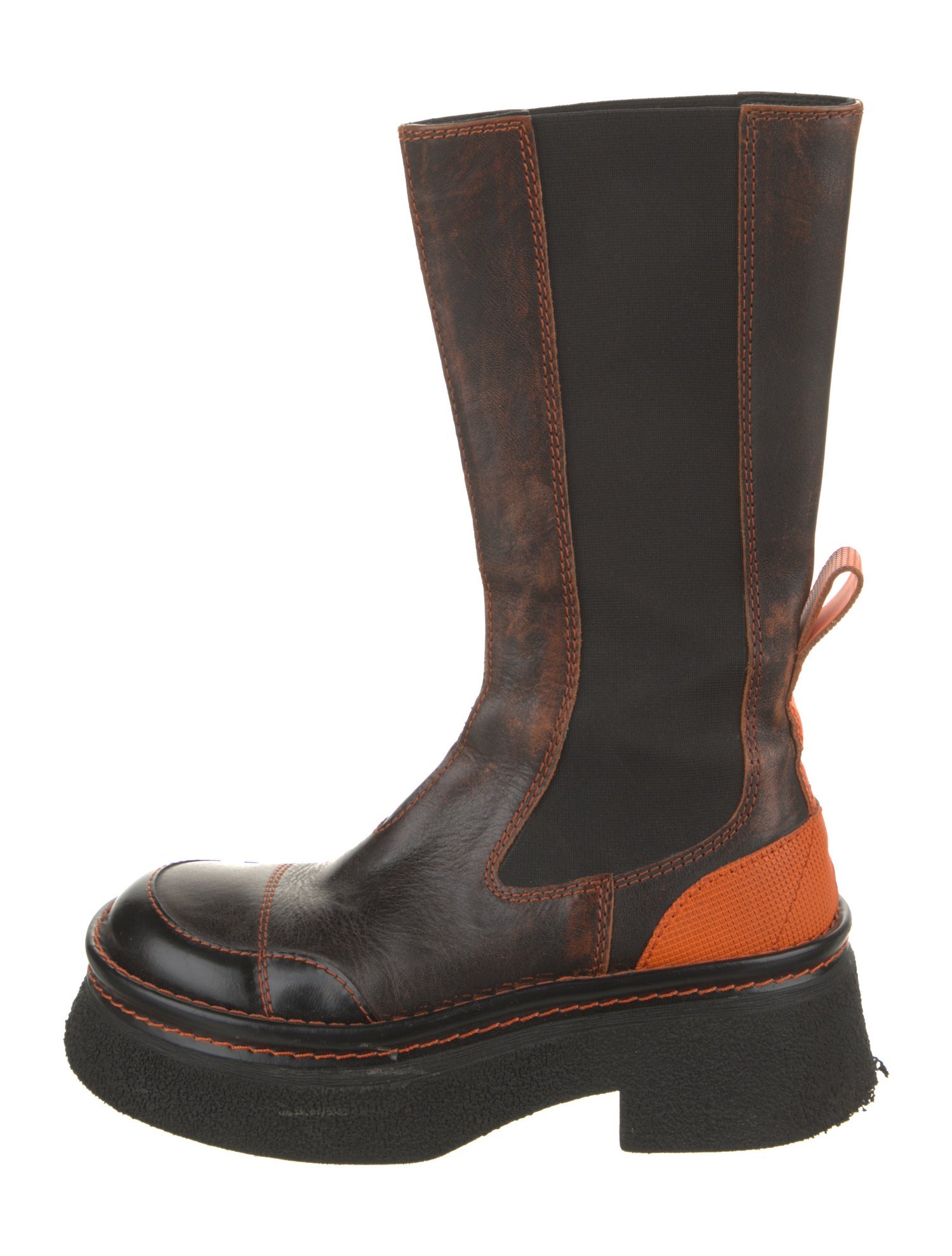 EB by Miista Leather Colorblock Pattern Chelsea Boots