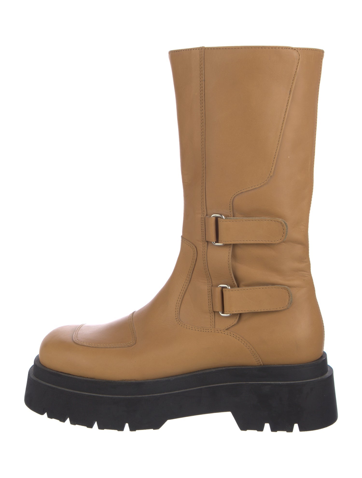 EB by Miista Leather Colorblock Pattern Rain Boots