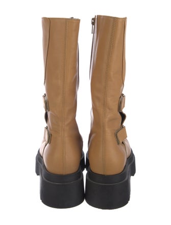 EB by Miista Leather Colorblock Pattern Rain Boots