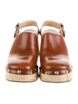 EB by Miista Leather Studded Accents Slingback Pumps