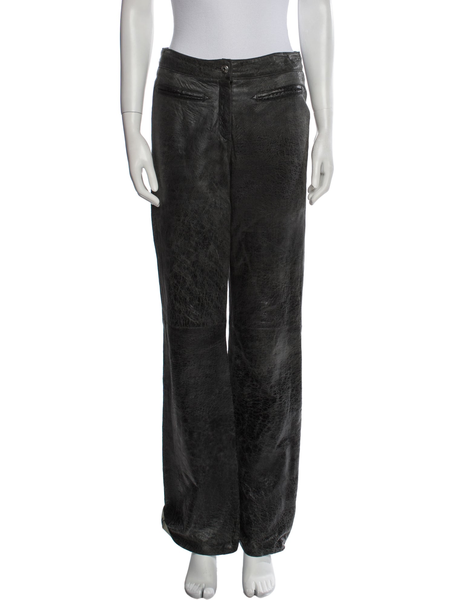 Elements by Vakko Leather Wide Leg Pants