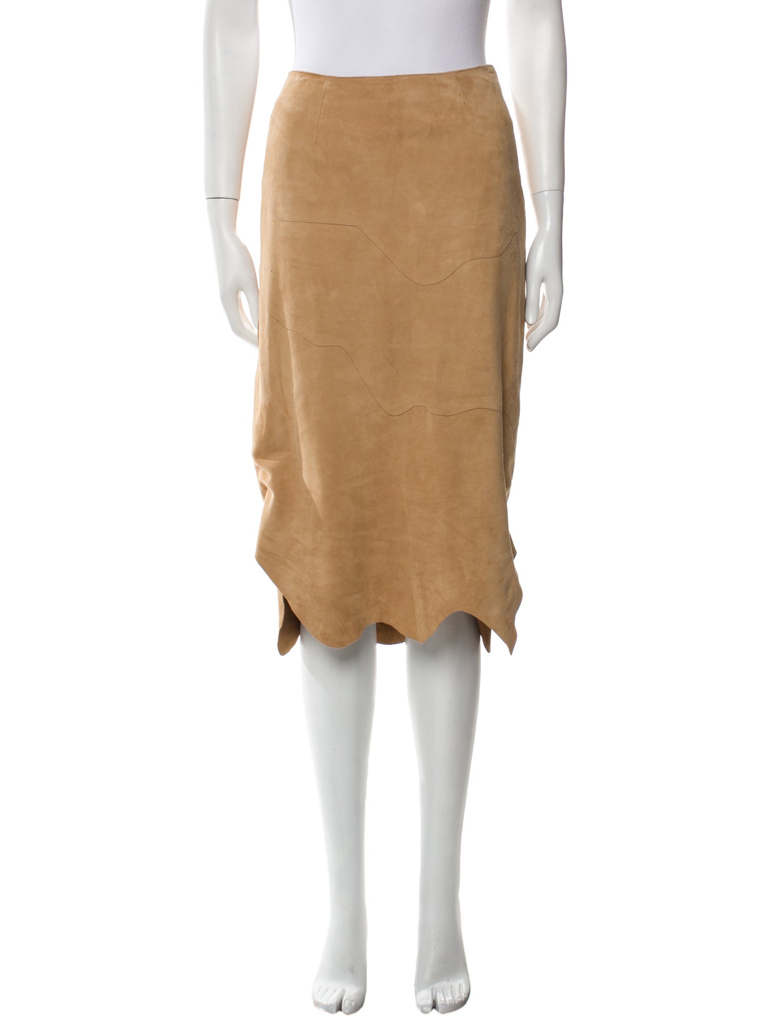 Elements by Vakko Leather Knee-Length Skirt