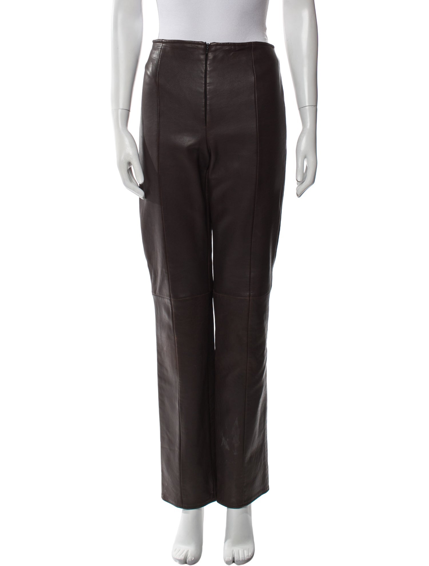 Elements by Vakko Leather Straight Leg Pants