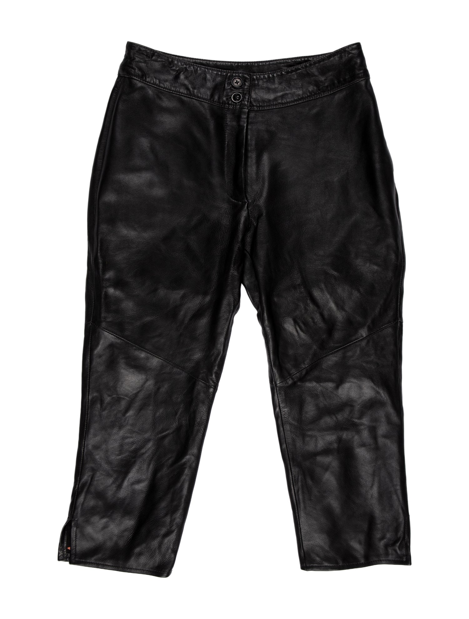 Elements by Vakko Leather Straight Leg Pants