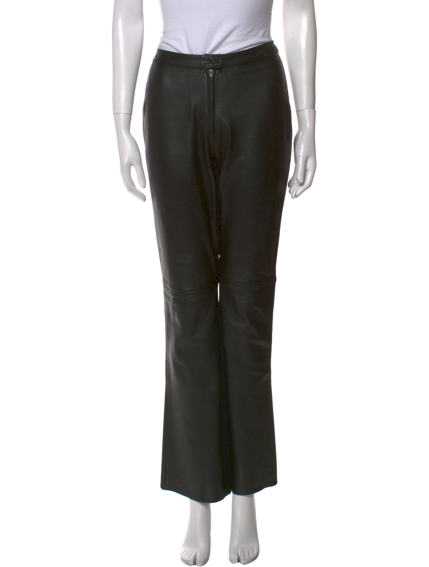 Elements by Vakko Leather Wide Leg Pants