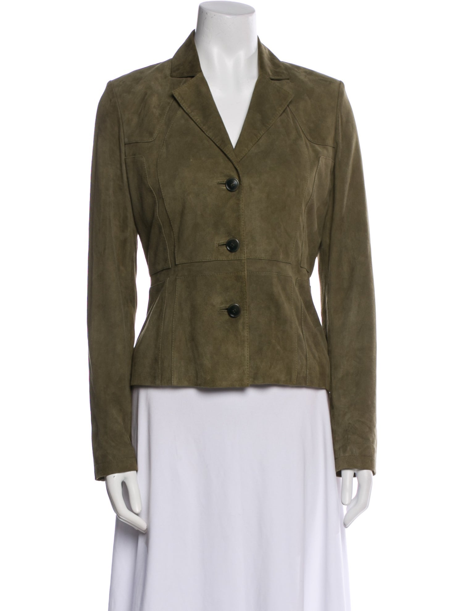 Elements by Vakko Leather Plaid Print Blazer