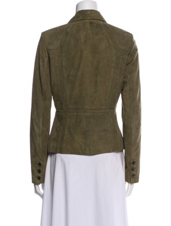 Elements by Vakko Leather Plaid Print Blazer