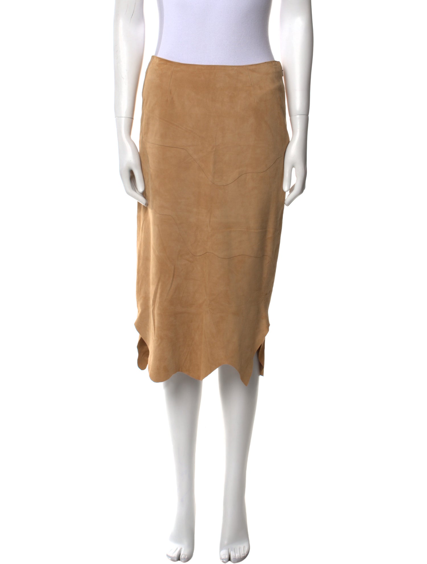 Elements by Vakko Leather Knee-Length Skirt